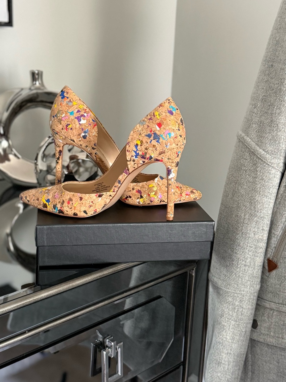 Jessica Simpson Multicolor Confetti Cork Pointed-Toe Stilettos